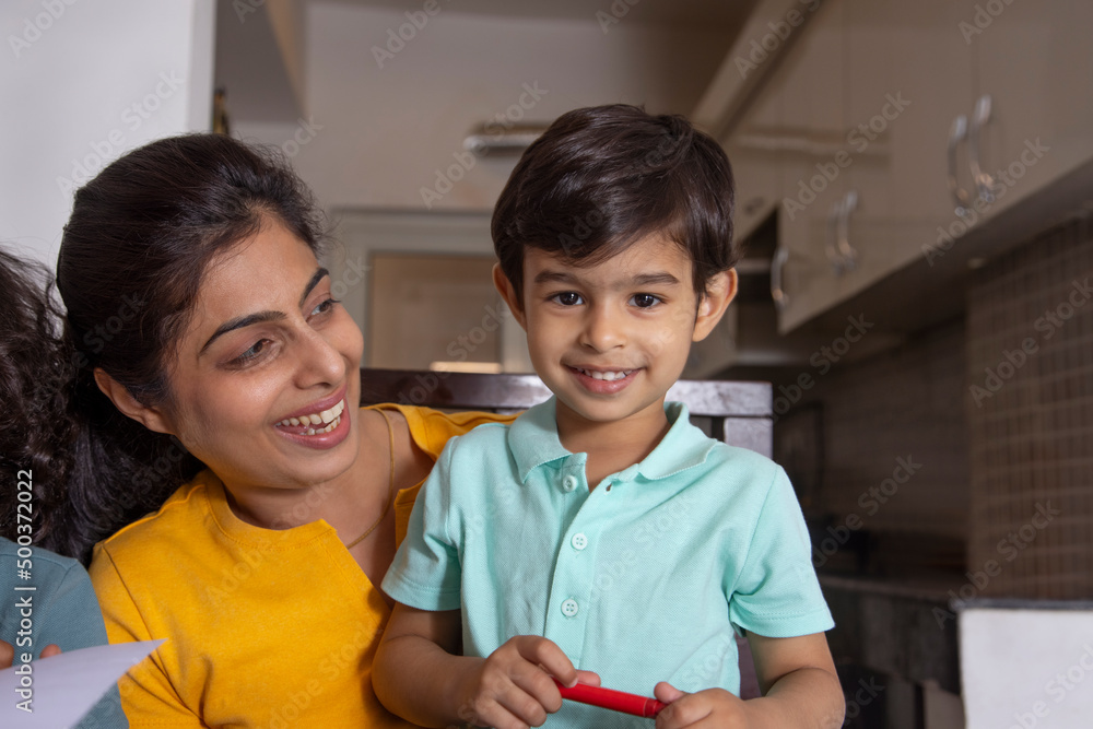 Portrait of happy mother with her little child Portrait of happy mother with her little child