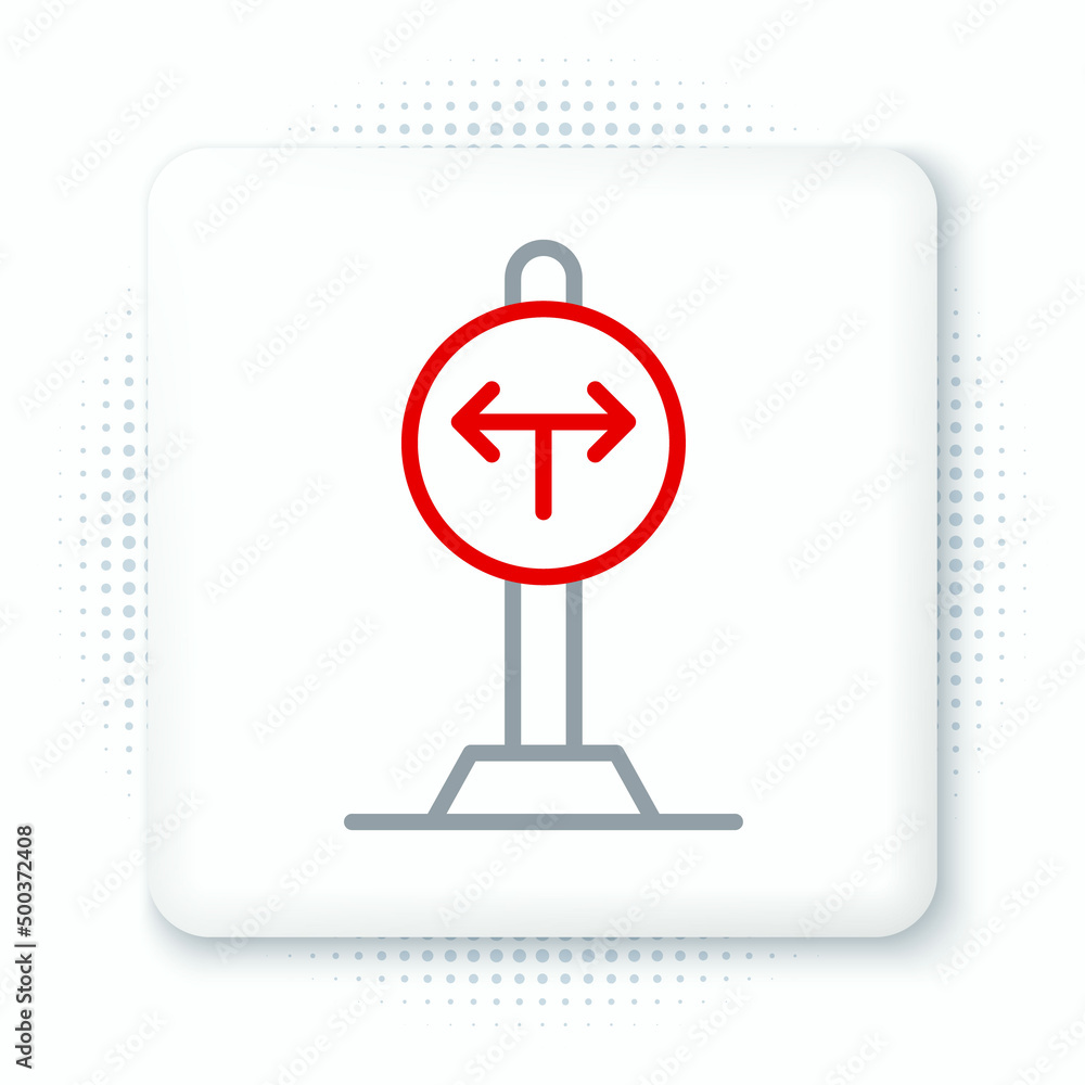 Line Fork in the road icon isolated on white background. Colorful outline concept. Vector Line Fork in the road icon isolated on white background. Colorful outline concept. Vector