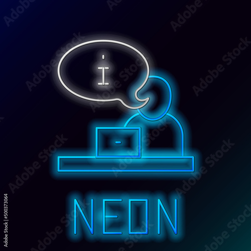Glowing neon line Television report icon isolated on black background. TV news. Colorful outline concept. Vector