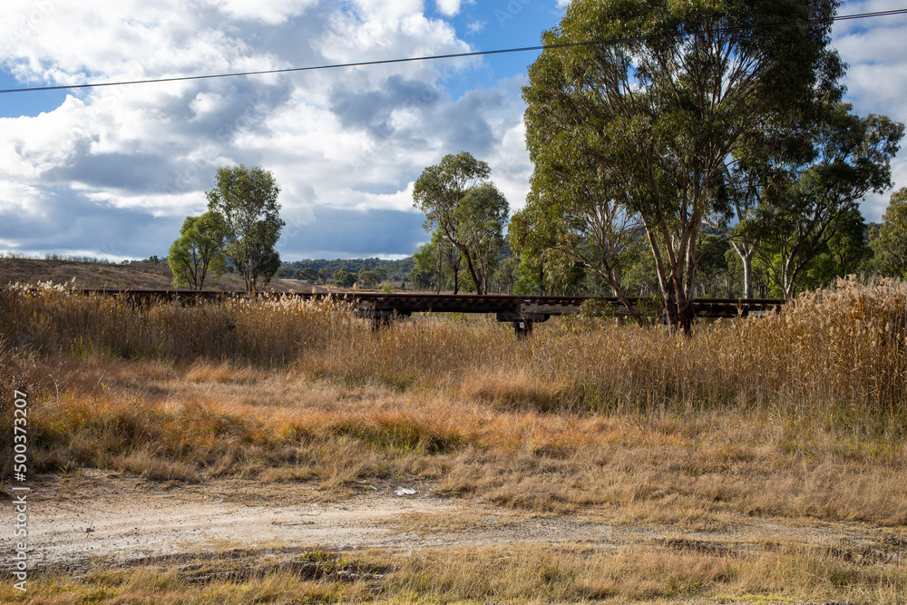 Old Raised Railway Track From Dry Grassland Old Raised Railway Track From Dry Grassland