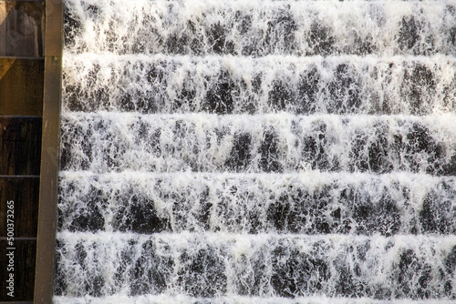 Dam Wall Water Cascading Down Textured