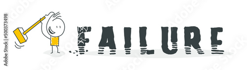 Stick figures. Break down failure. Business concept. Vector.