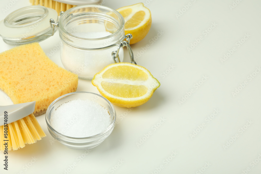 Concept of household cleaners, space for text Concept of household cleaners, space for text