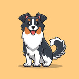 Cute Australian Shepherd Dog Cartoon Vector Icon Illustration. Animal 
Dog Icon Concept Isolated Premium Vector. Flat Cartoon Style