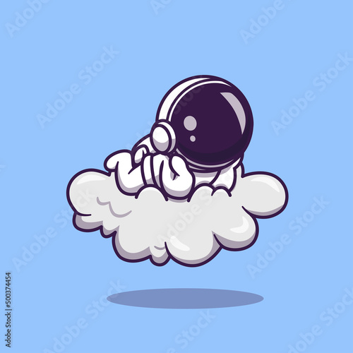 Cute Astronaut Lay On Cloud Cartoon Vector Icon Illustration. Science 
Technology Icon Concept Isolated Premium Vector. Flat Cartoon Style