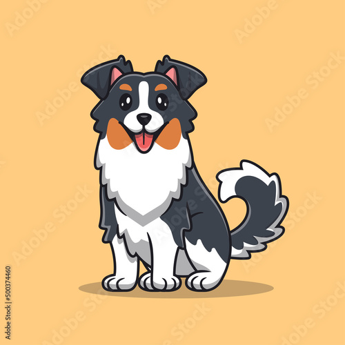 Cute Australian Shepherd Dog Cartoon Vector Icon Illustration. Animal 
Dog Icon Concept Isolated Premium Vector. Flat Cartoon Style