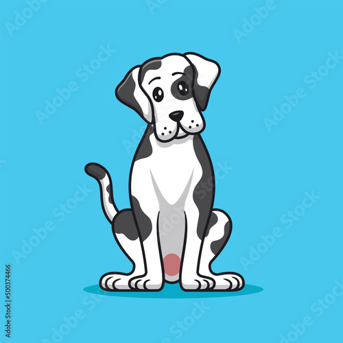 Cute Great Dane Dog Cartoon Vector Icon Illustration. Animal Dog Icon 
Concept Isolated Premium Vector. Flat Cartoon Style