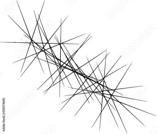 A geometrical collection of thin stick like strokes overlapping to create an interesting pattern or background.  Vector illustration.