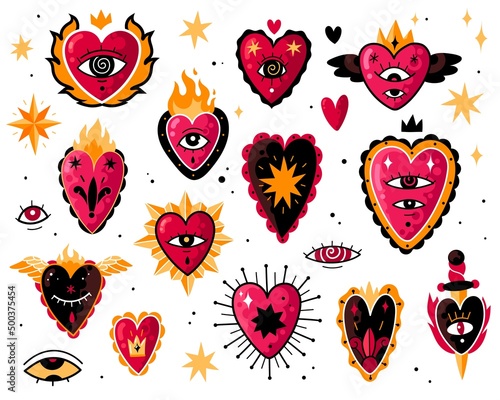 Burning hearts tattoo