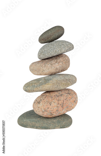 Stone Pyramid Tower Stack on White Background. One of the Spa  Zen Nature Harmony and Balance Symbols. File with Clipping Path.