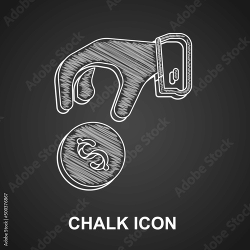 Chalk Donate or pay your zakat as muslim obligatory icon isolated on black background. Muslim charity or alms in ramadan kareem before eid al-fir. Vector