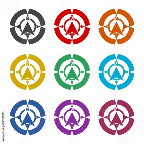 Compass, Wind rose icon color set