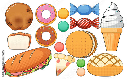 A various sweets on white background