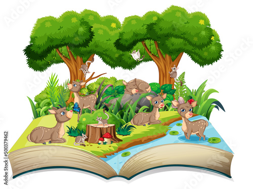 Many deers in the forest