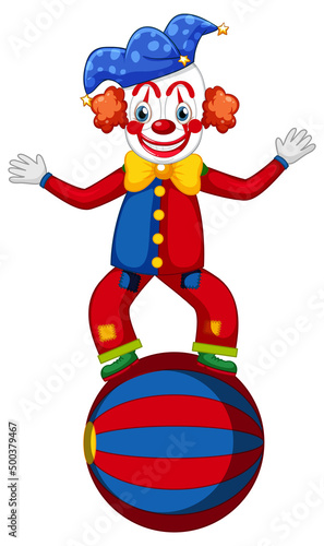 Cute clown performing with ball