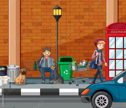 Homeless people in the city