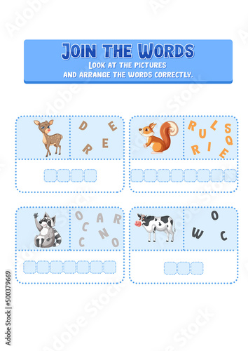 Arrange the letters in order with pictures