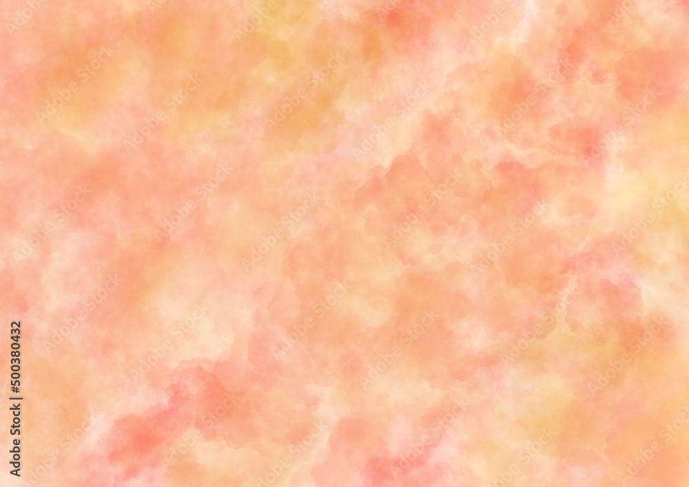 Abstract art background light pink and coral colors. Watercolor painting on canvas with peach gradient.