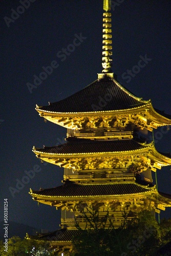 golden pagoda at night