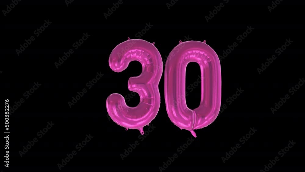 Anniversary Celebration Helium Balloon with Number 30. Loop Animation with Alpha Channel Prores 4444. Anniversary Celebration Helium Balloon with Number 30. Loop Animation with Alpha Channel Prores 4444.