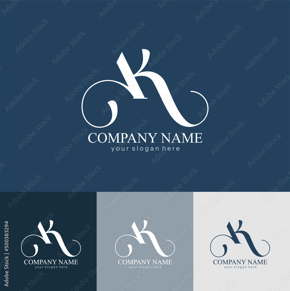Obraz premium AK letter monogram. Elegant luxury logo. Calligraphic style. Corporate identity and personal logo. Vector design. Luxurious linear creative monogram.