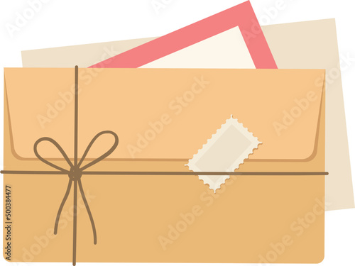 Closed envelopes tied with twine
