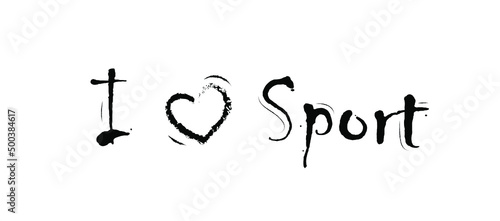 i love sport, font type with signs, stickers and tags