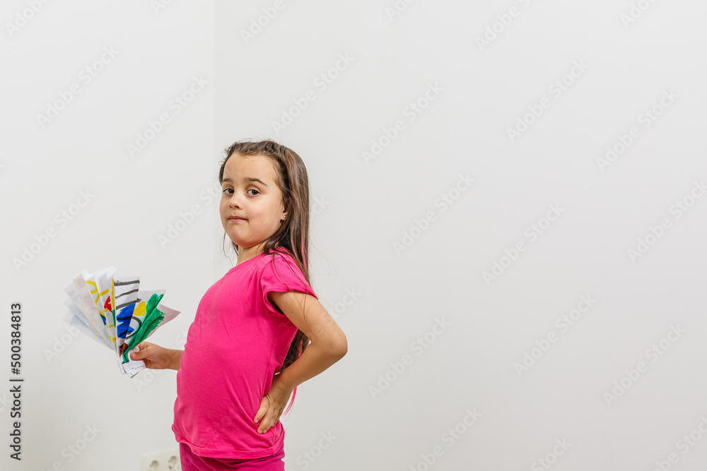 Full length of beautiful little girl i standing and posing over white background. Full length of beautiful little girl i standing and posing over white background.