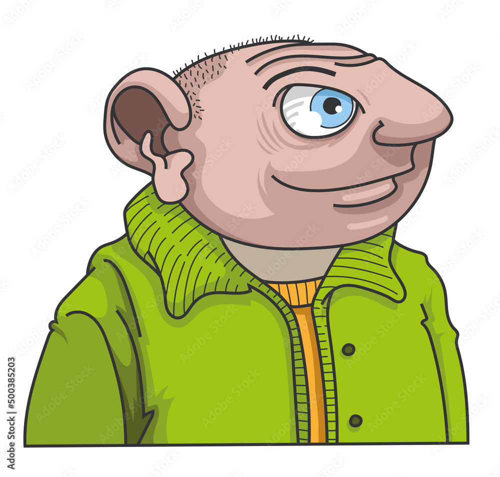 Portrait d'un personnage à tête ronde Stock Illustration | Adobe Stock