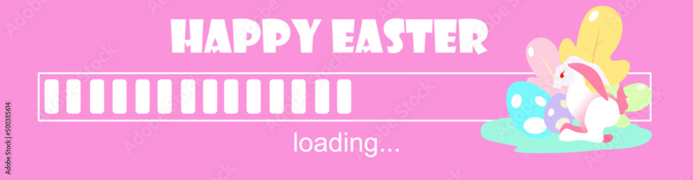 Shopping and Promotion vector template for Easter. Greetings for Easter Day. vector illustration of progress bar with a rabbit.