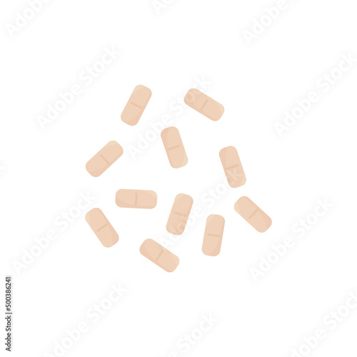 Postbiotics. Isolated object on a white background. Capsule supplement. Functional nutrition of the microbiome. Vector illustration, flat