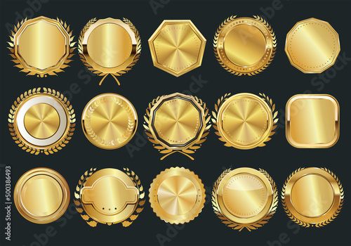 Collection of golden badges and labels retro style Fototapet