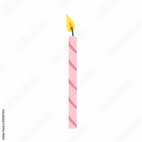 Wax cartoon flat vector happy birthday, anniversary burning with a flame candles set. Party holiday fun decoration for cake.