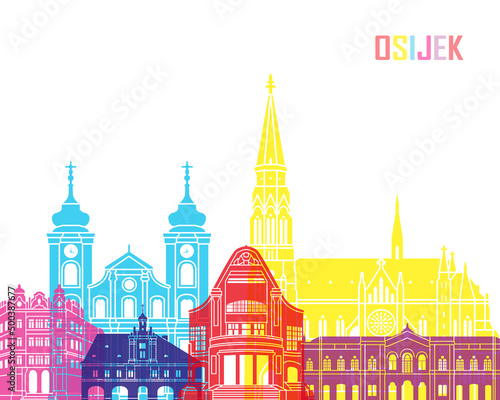 Foto Osijek skyline in watercolor-poster
