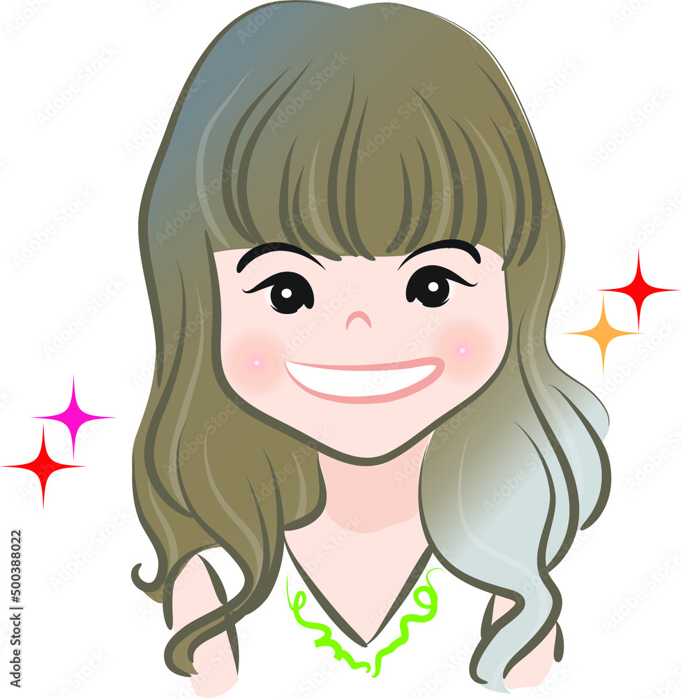 Vector drawing cute cartoon face