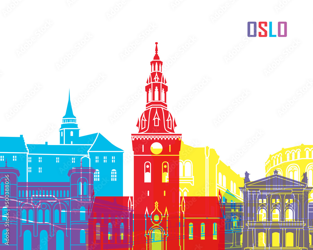 Fototapeta premium oslo skyline in watercolor-poster