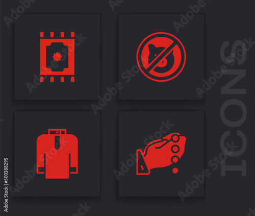Set Hands in praying position, Traditional carpet, No pig and Shirt kurta icon. Vector