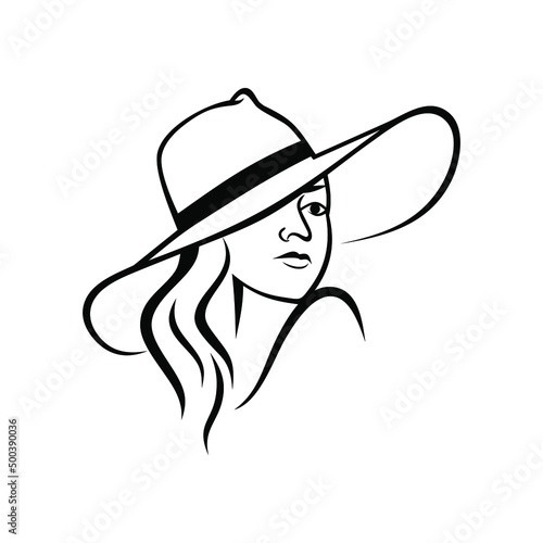 an illustration of a beautiful girl wearing a hat