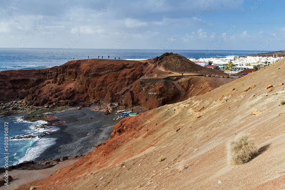 Natural and unique landscape of the town of El Golfo on the island of Lanzarote