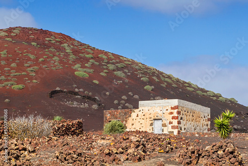 Volcanic landscape in the Timanfaya area on the island of Lanzarote
