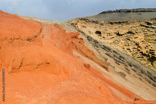 Natural and unique landscape of the town of El Golfo on the island of Lanzarote photo