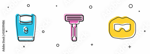 Set Electric razor blade, Shaving and Mustache and beard icon. Vector