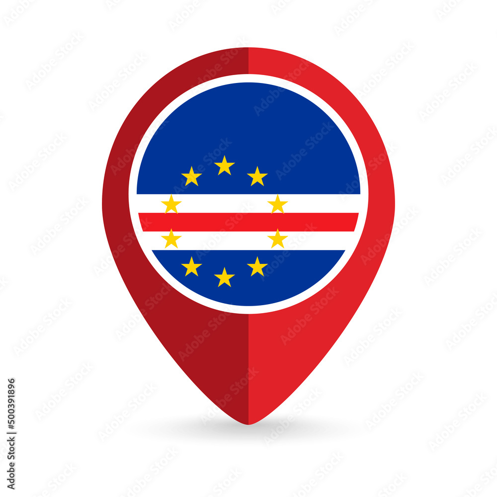 Map pointer with contry Cape Verde. Cape Verde flag. Vector illustration. Map pointer with contry Cape Verde. Cape Verde flag. Vector illustration.