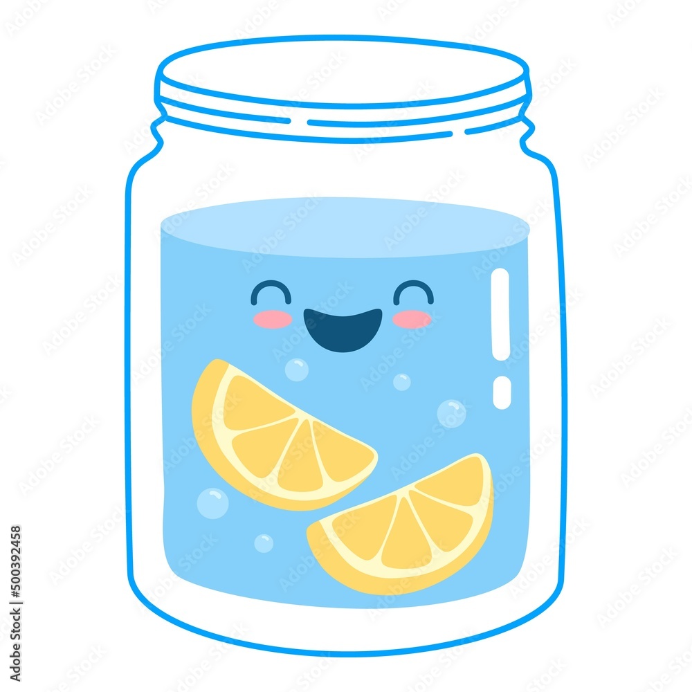 Cute Water Bottles And Glasses Drink Containers With Funny Faces Healthy  Summer Drinks With Ice And Lemon Reusable Glass Bottle Vector Set Stock  Illustration - Download Image Now - iStock