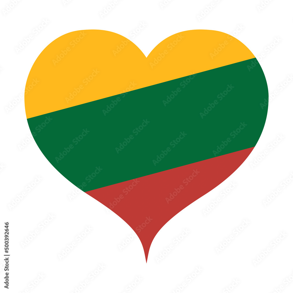 Lithuanian flag heart symbol icon Lithuanian flag heart symbol icon