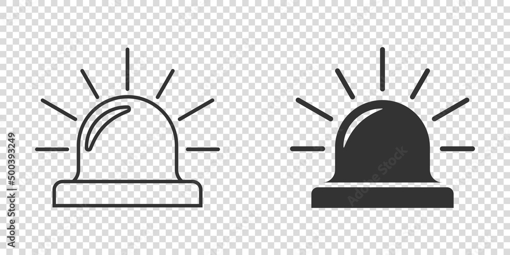Emergency alarm icon in flat style. Alert lamp vector illustration on isolated background. Police urgency sign business concept. Emergency alarm icon in flat style. Alert lamp vector illustration on isolated background. Police urgency sign business concept.