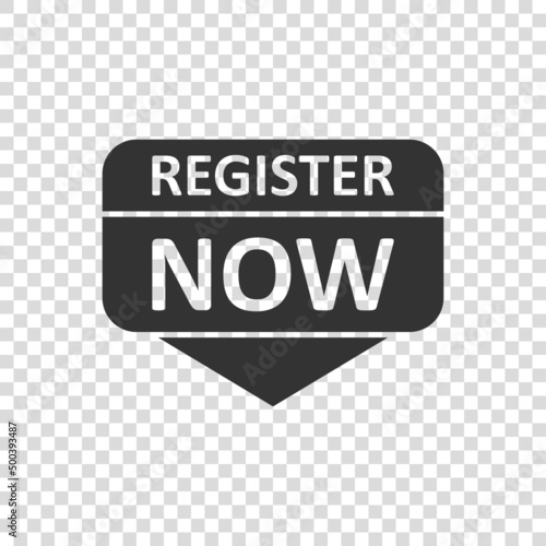 Register now icon in flat style. Registration vector illustration on isolated background. Member notification sign business concept.