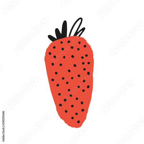 Abstract vector illustration of fresh picked strawberry. Farm garden berry, modern sketch