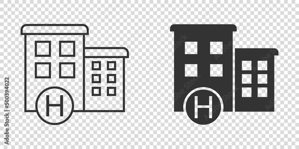 Hospital building icon in flat style. Medical clinic vector illustration on isolated background. Medicine sign business concept. Hospital building icon in flat style. Medical clinic vector illustration on isolated background. Medicine sign business concept.