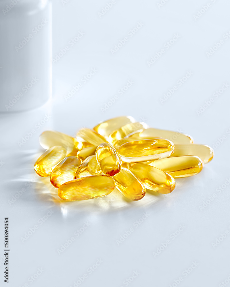 Closeup of a capsule with omega-3 oil Closeup of a capsule with omega-3 oil